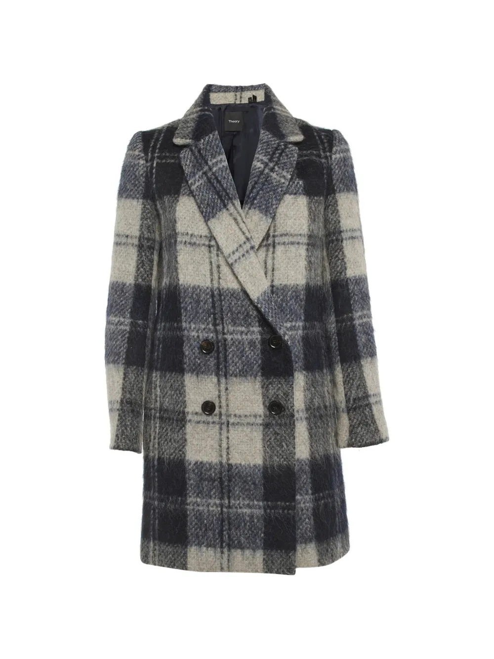 Theory plaid-pattern double-breasted wool coat - Blu