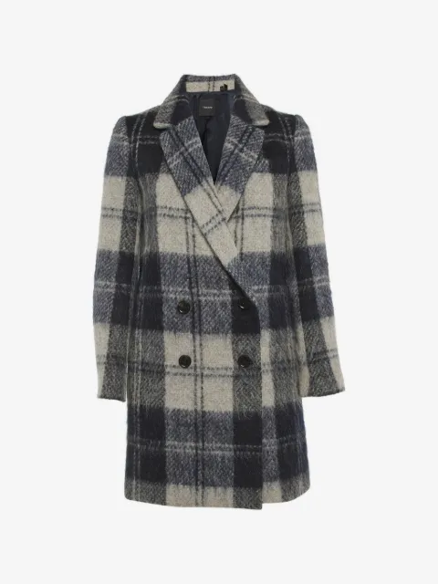 Theory plaid-pattern double-breasted wool coat