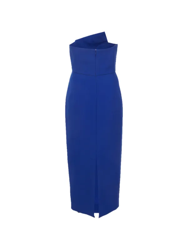 Roland Mouret Strapless Asymmetric Midi Dress | Blue