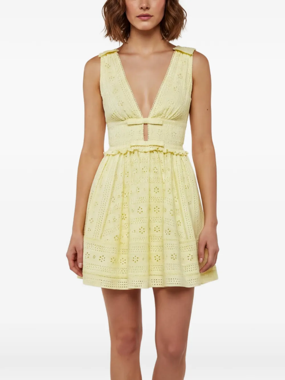 Self-Portrait flared mini dress - Giallo