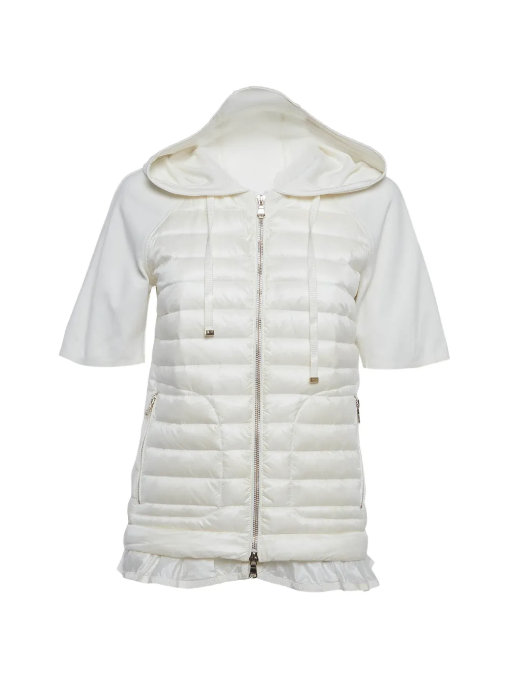 Pre-owned Moncler Quilted Short-sleeve Jacket In White