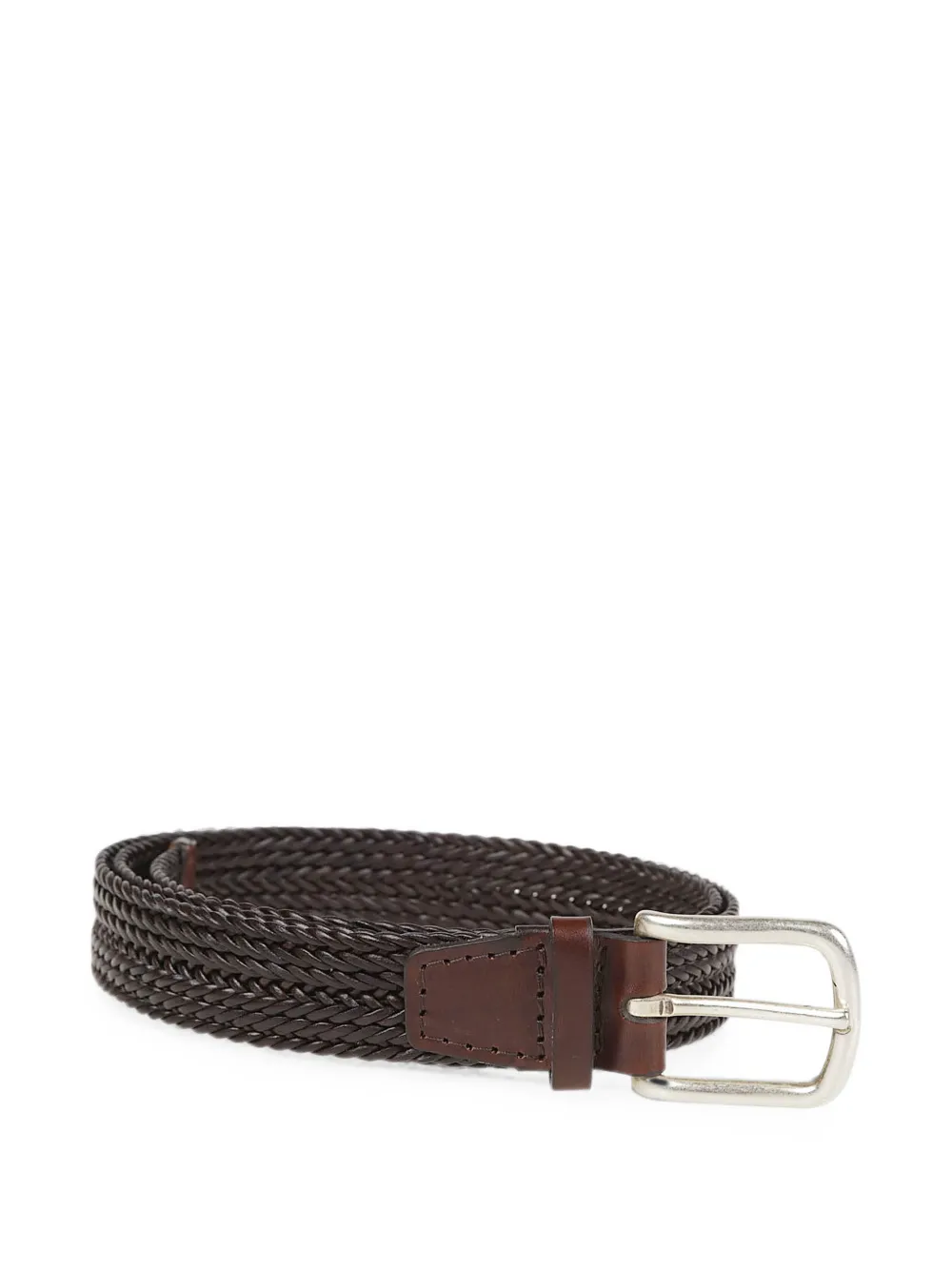 Orciani Plug Braided Leather Belt In Brown