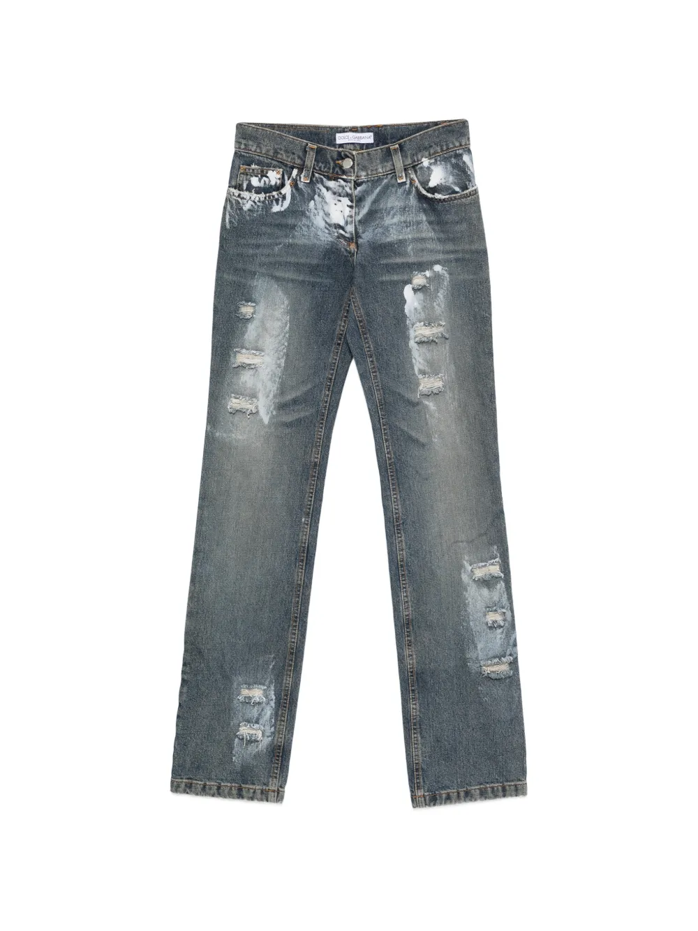 Dolce & Gabbana Pre-Owned 2000s paint-splatter distressed jeans - Blu