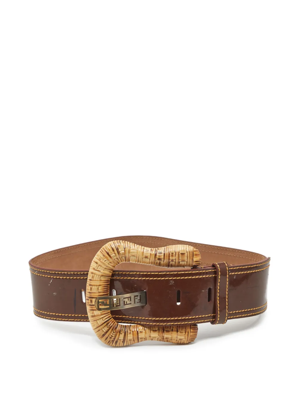 Fendi Pre-Owned raffia-woven buckle belt - Marrone