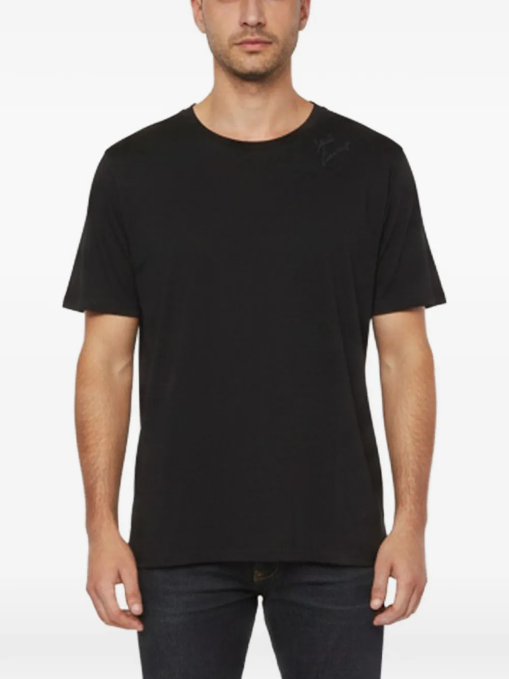 Saint Laurent Pre-Owned logo-embroidered crew-neck T-shirt - Nero