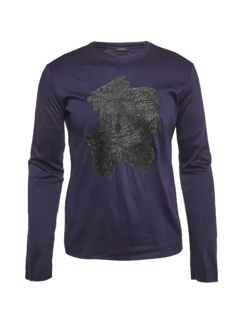 Versace Pre-Owned Medusa calf leather appliqué T-shirt