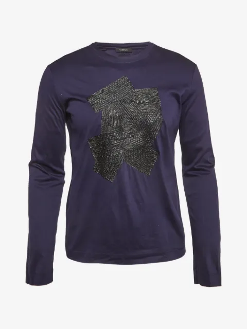 Versace Pre-Owned Medusa calf leather appliqué T-shirt