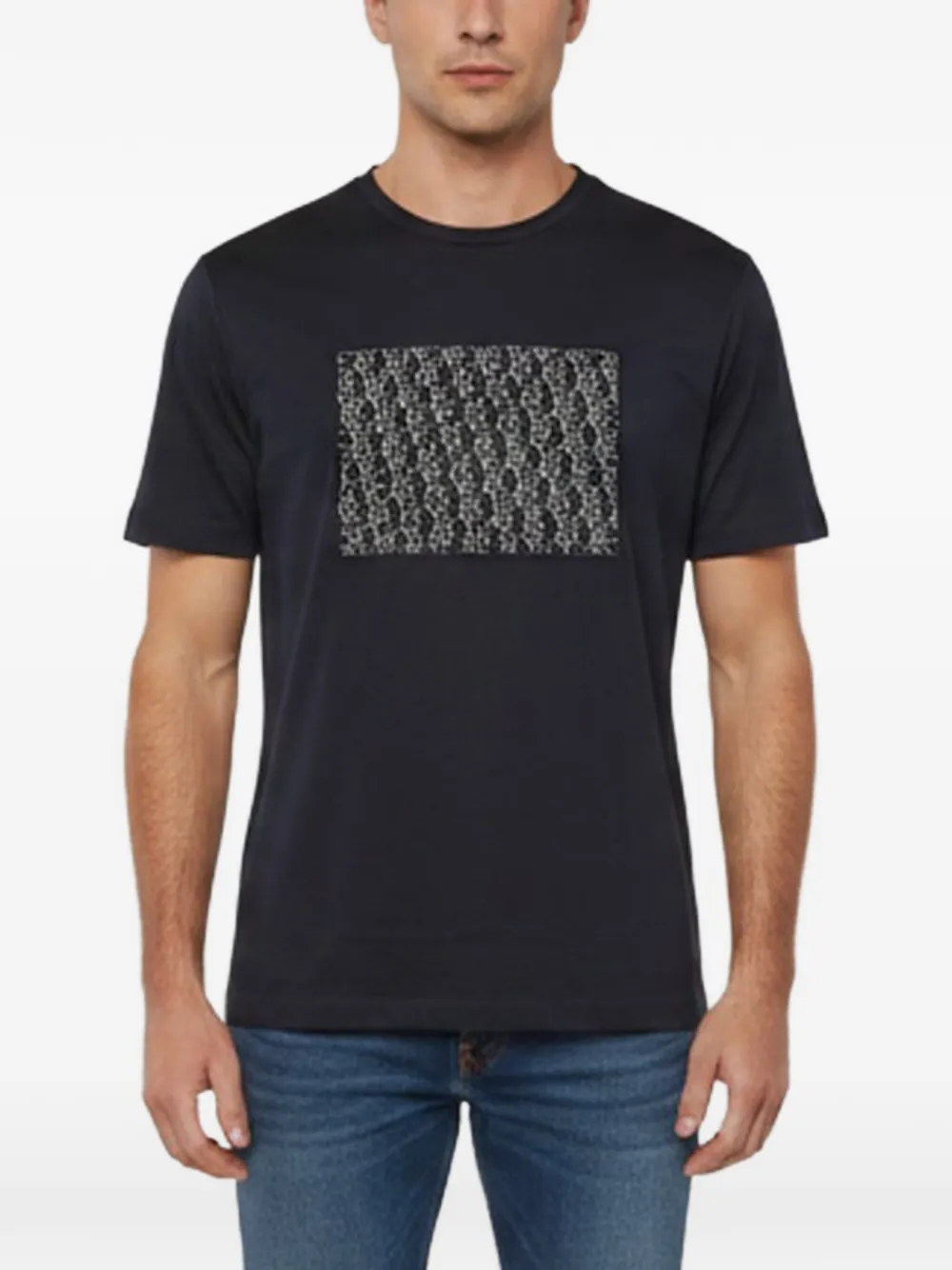 Giorgio Armani Pre-Owned Monogram-appliqué T-shirt - Blu