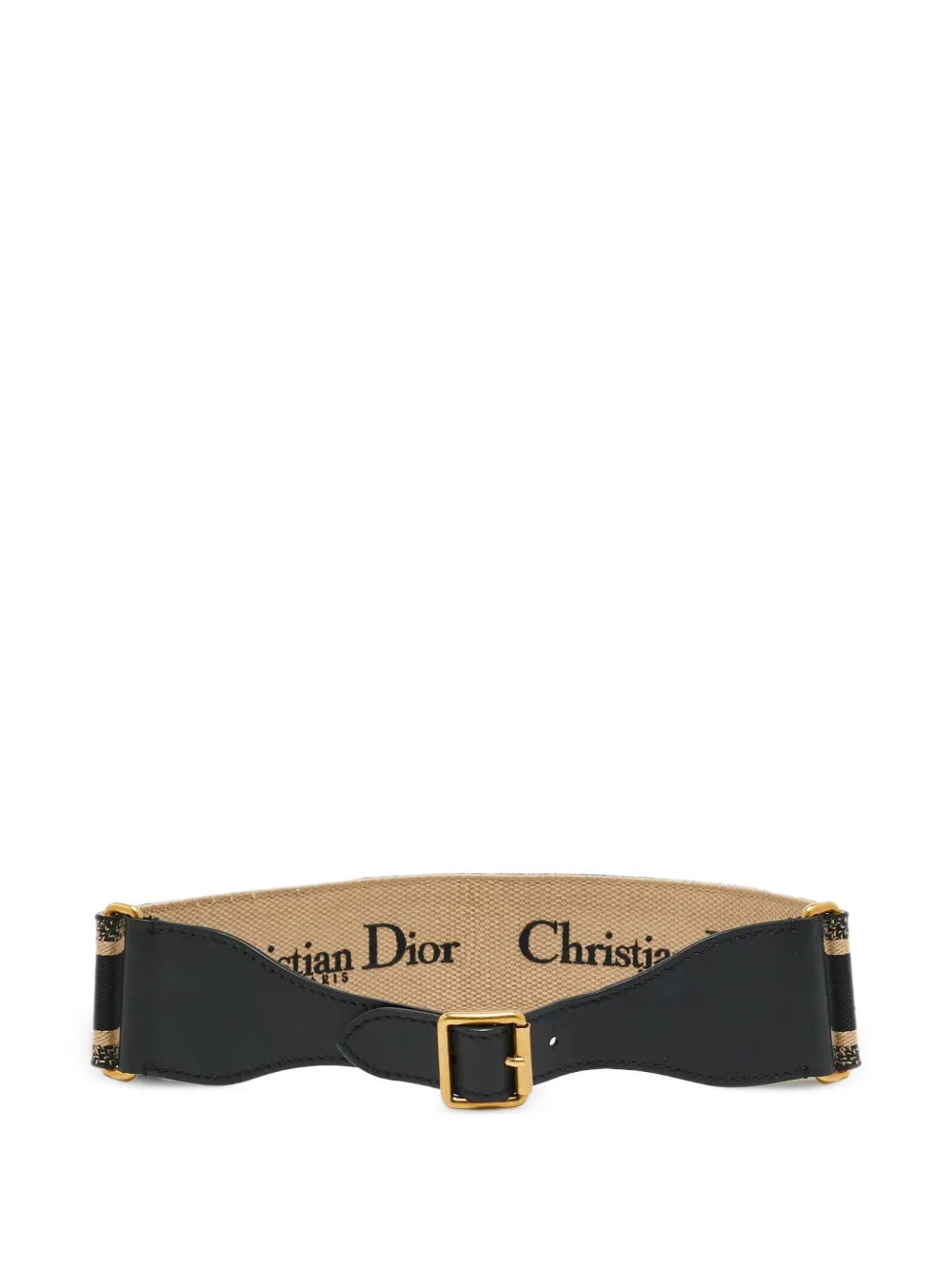 Christian Dior Pre-Owned embroidered-logo waist belt - Nero