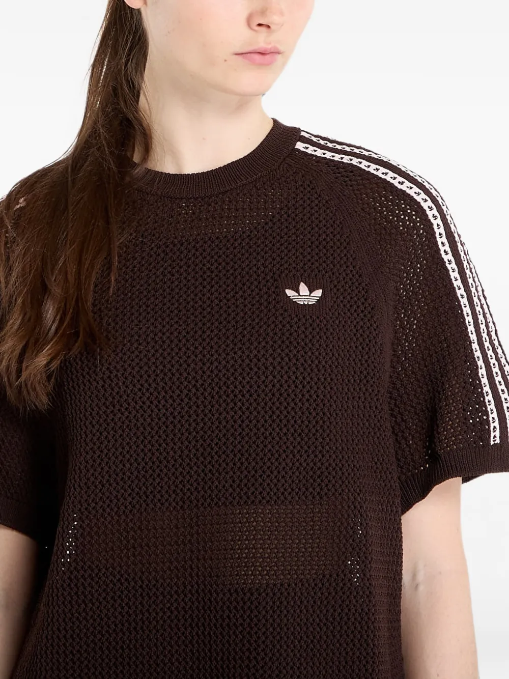 adidas crochet-knit 3-Stripes dress Bruin