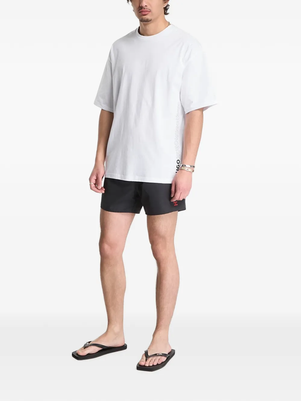 HUGO Tiki T-shirt met logoprint Wit