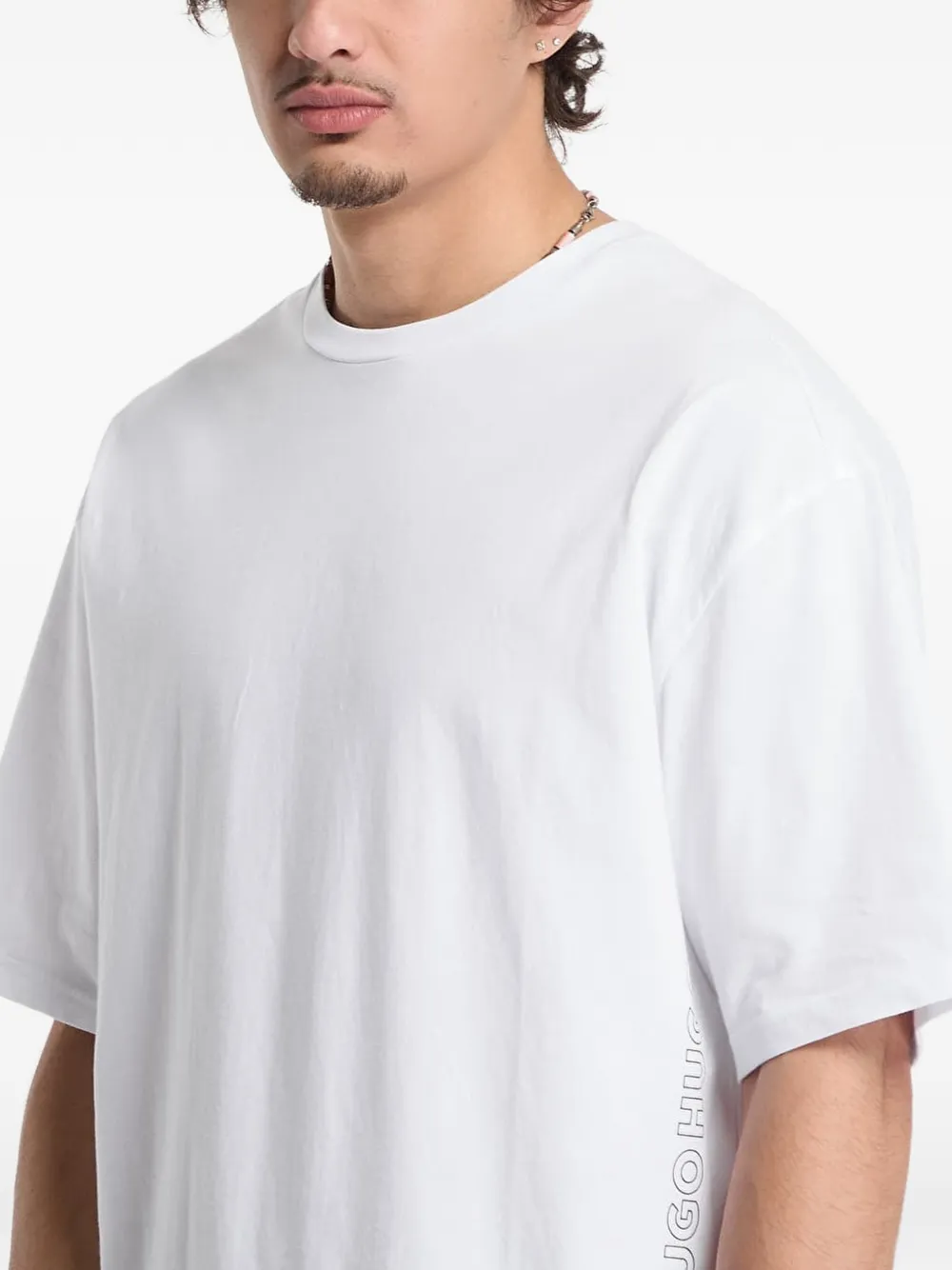 HUGO Tiki T-shirt met logoprint Wit