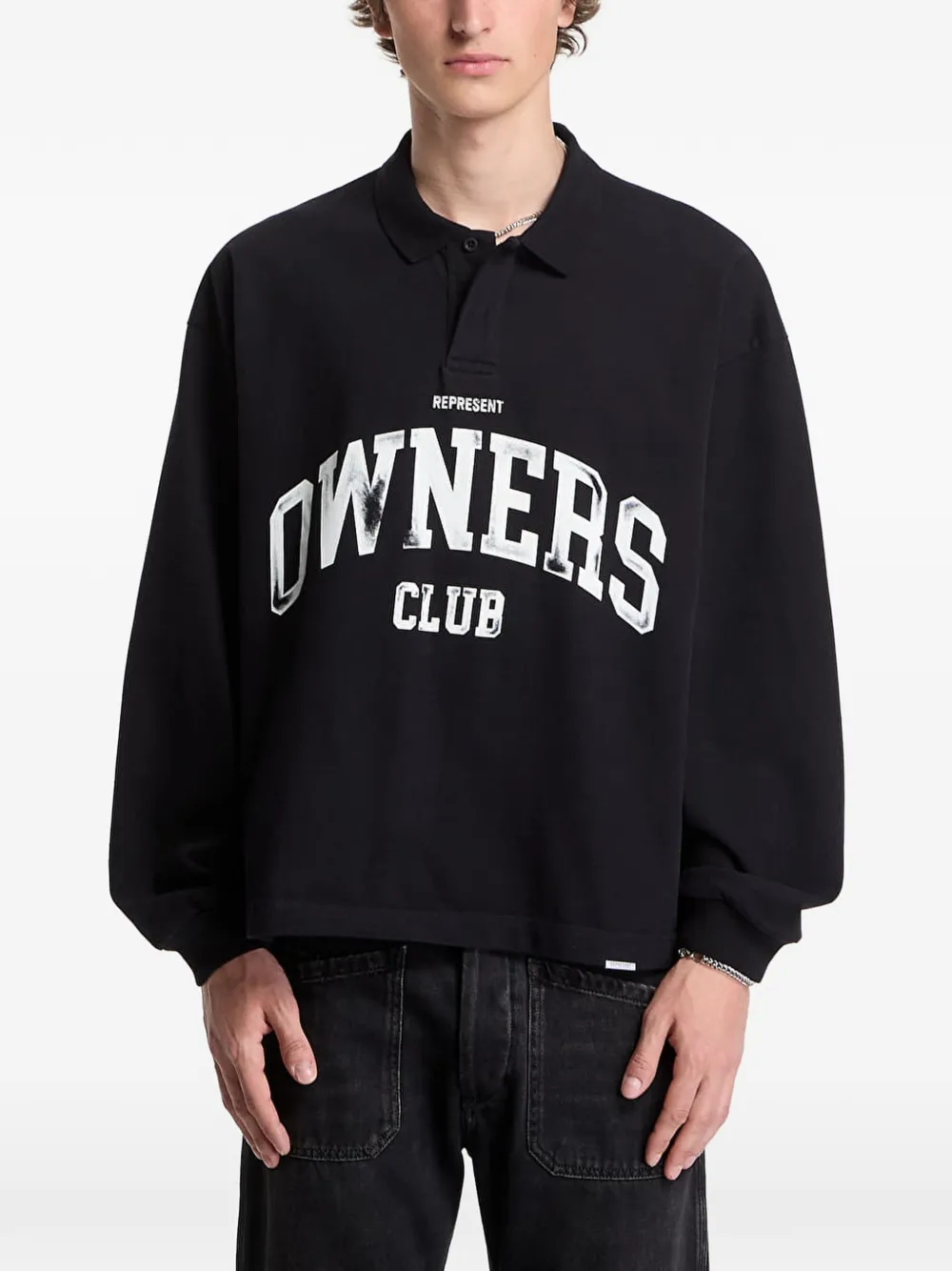 Represent Owners Club Logo-print Polo Shirt In Black