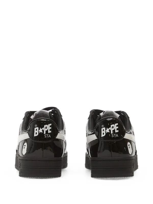 A BATHING APE® Bape Sta エナメルレザースニーカー | ブラック