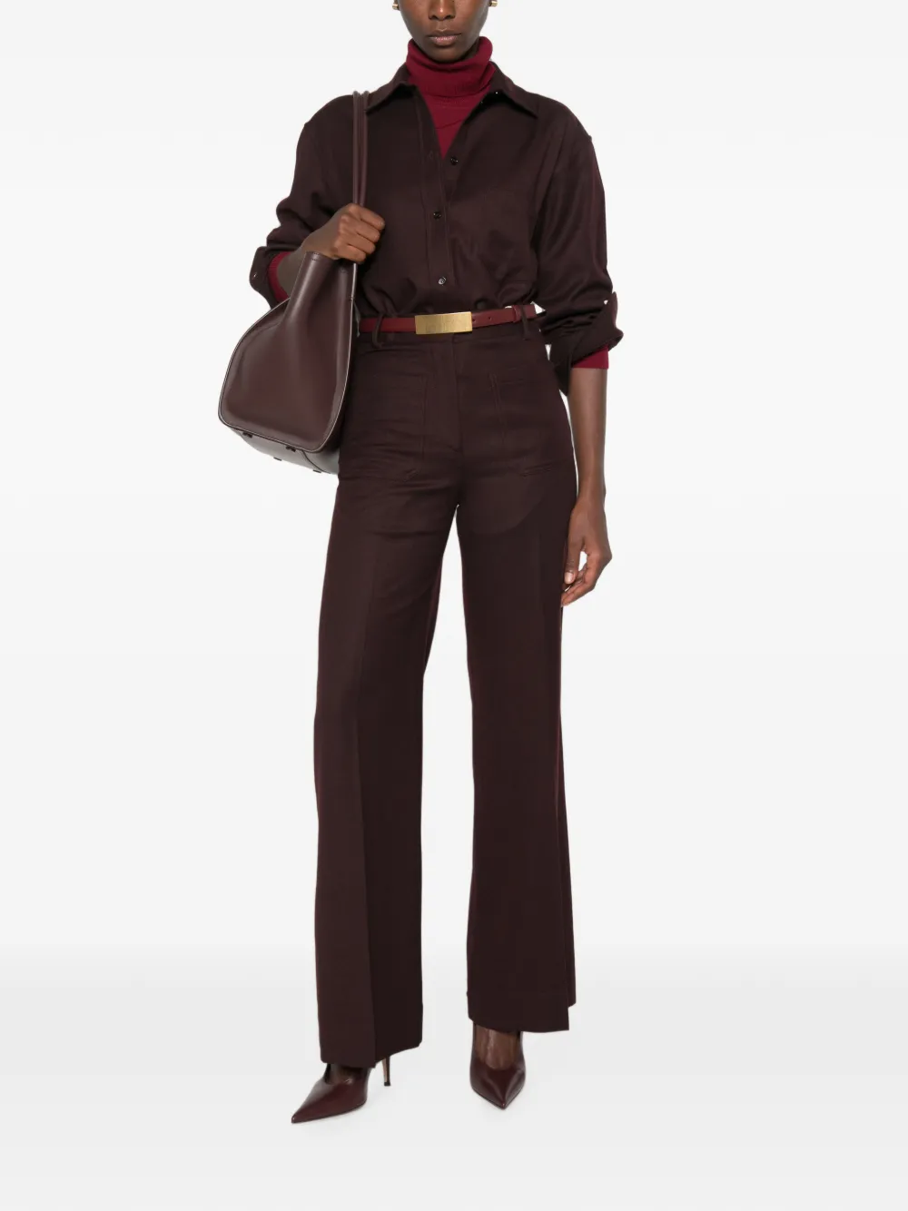 Victoria Beckham Wollen pyjamashirt Bruin