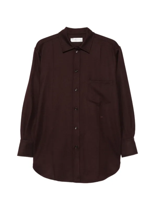 Victoria Beckham Remi Long-sleeve Shirt in Brown
