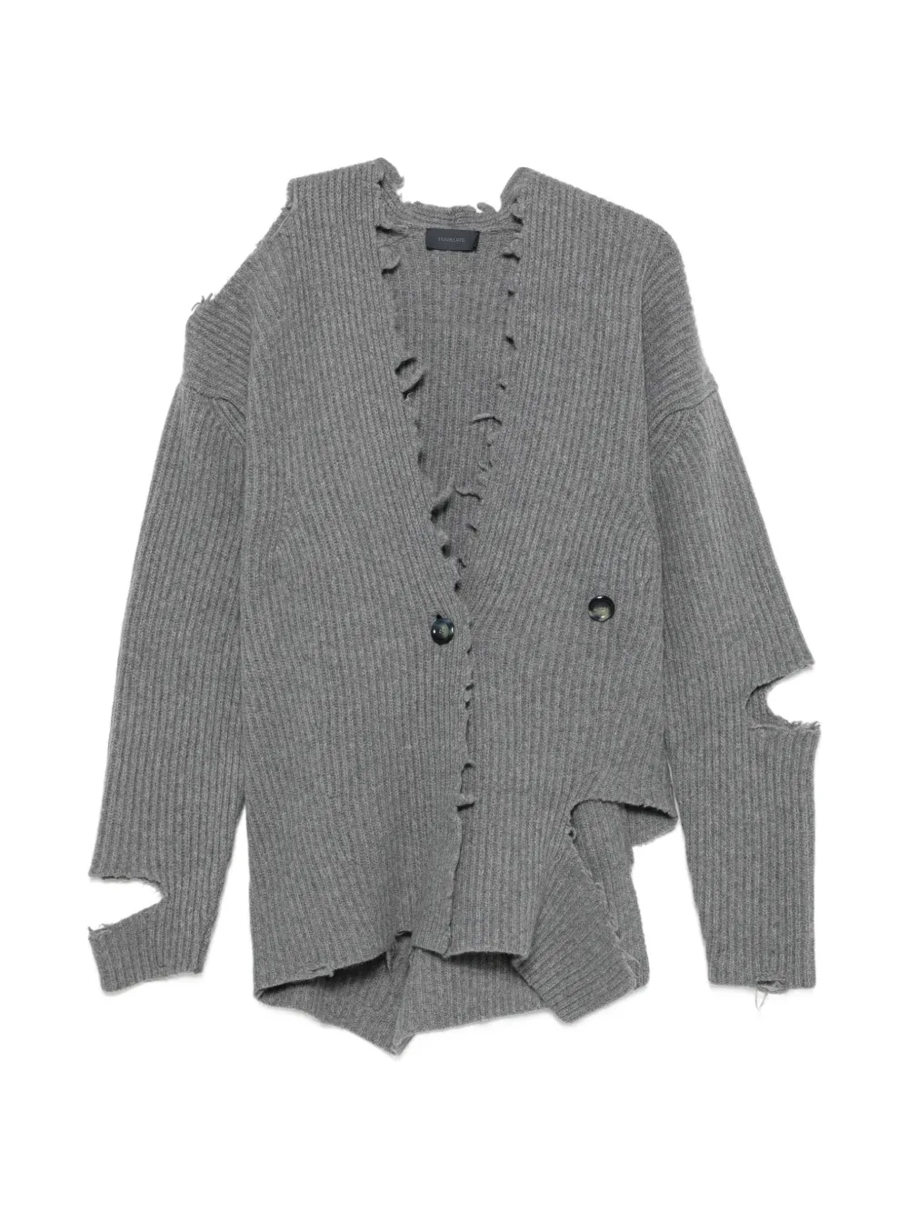 Haikure distressed ribbed cardigan - Grigio