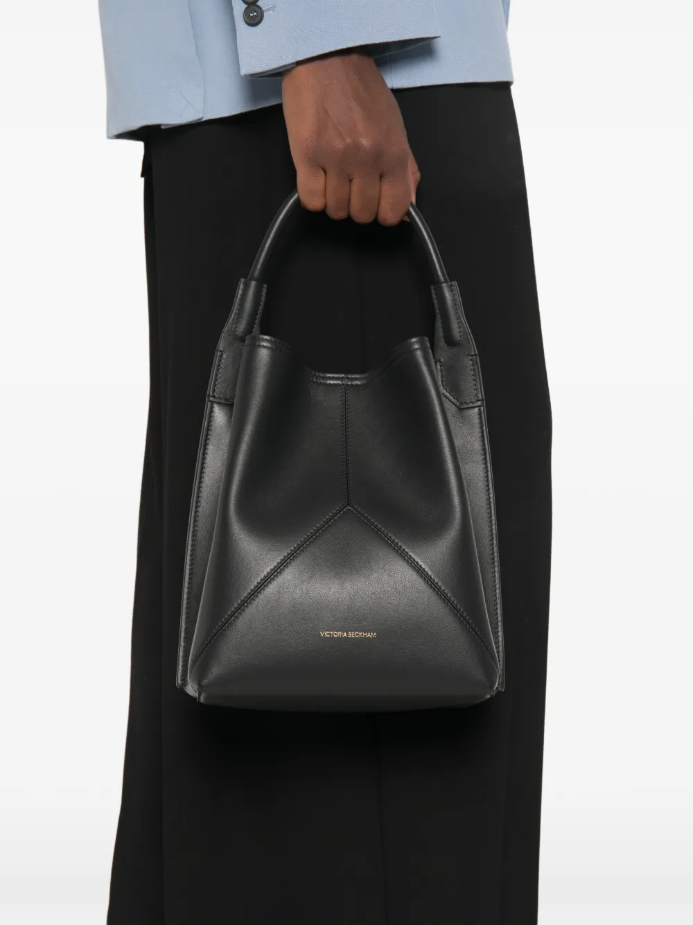 Victoria Beckham Victoria kalfsleren bucket-tas met gesp Zwart