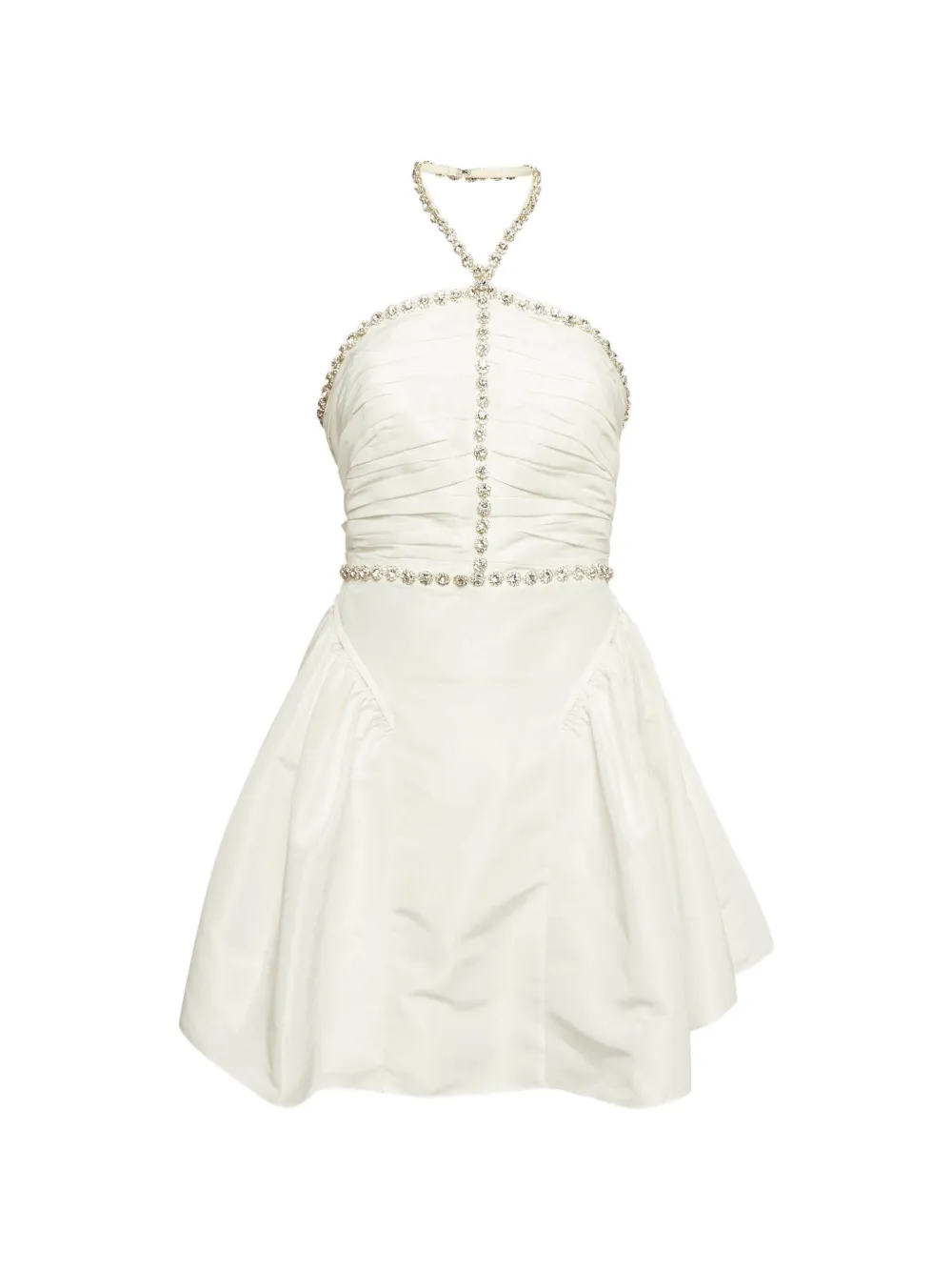 Self-Portrait diamante-trim taffeta mini dress - Nude