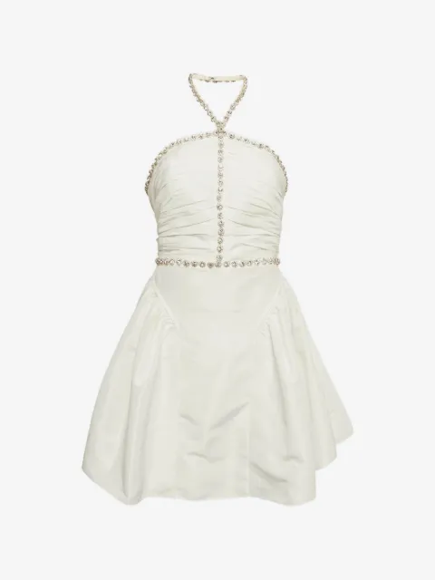 Self-Portrait diamante-trim taffeta mini dress