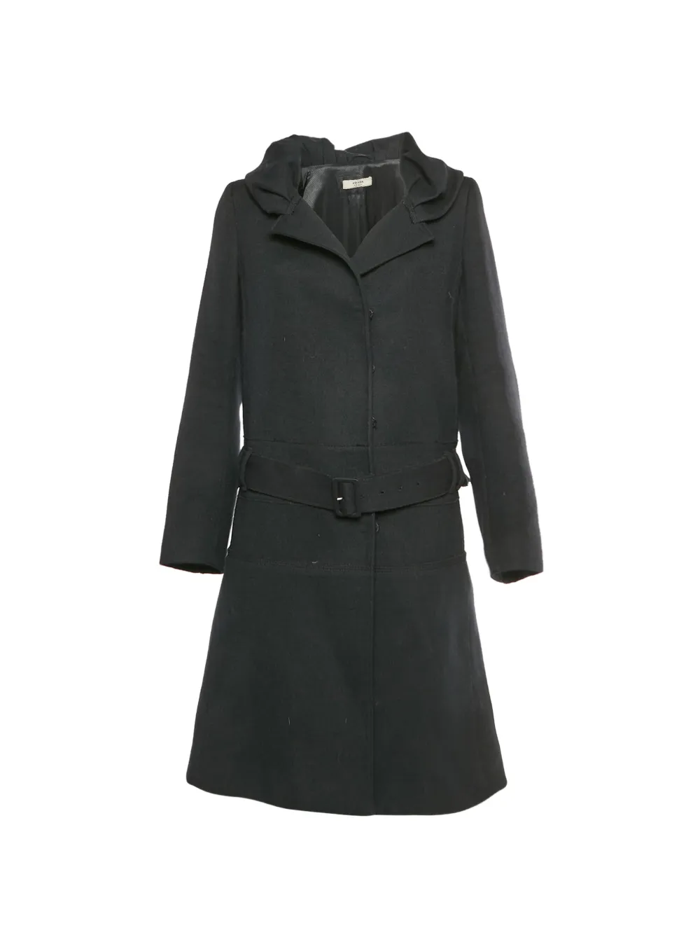 Prada Pre-Owned belted wool overcoat - Nero