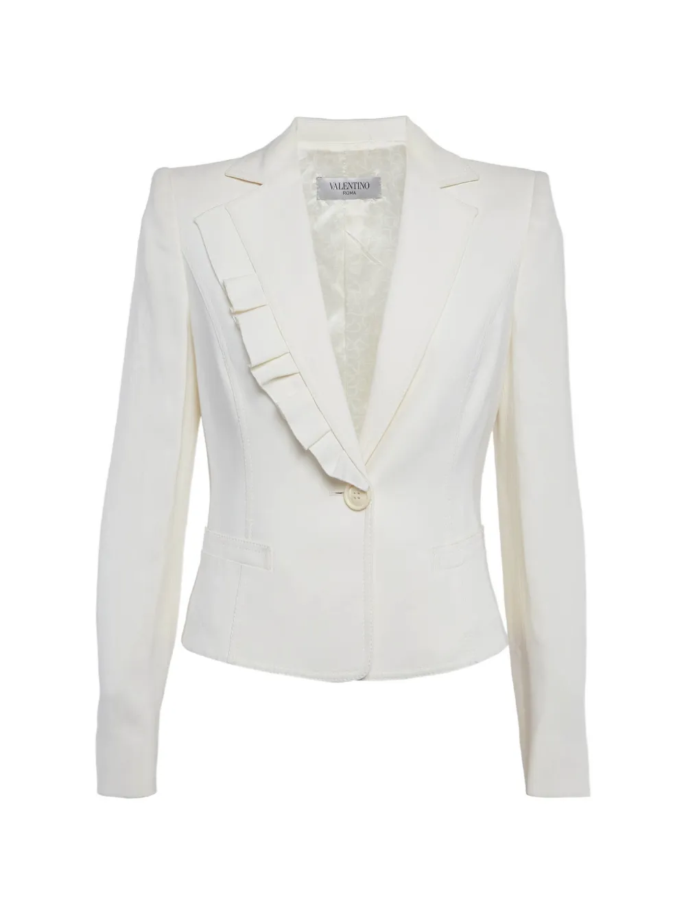 Valentino Garavani Pre-Owned ruffle-detail blazer - Bianco
