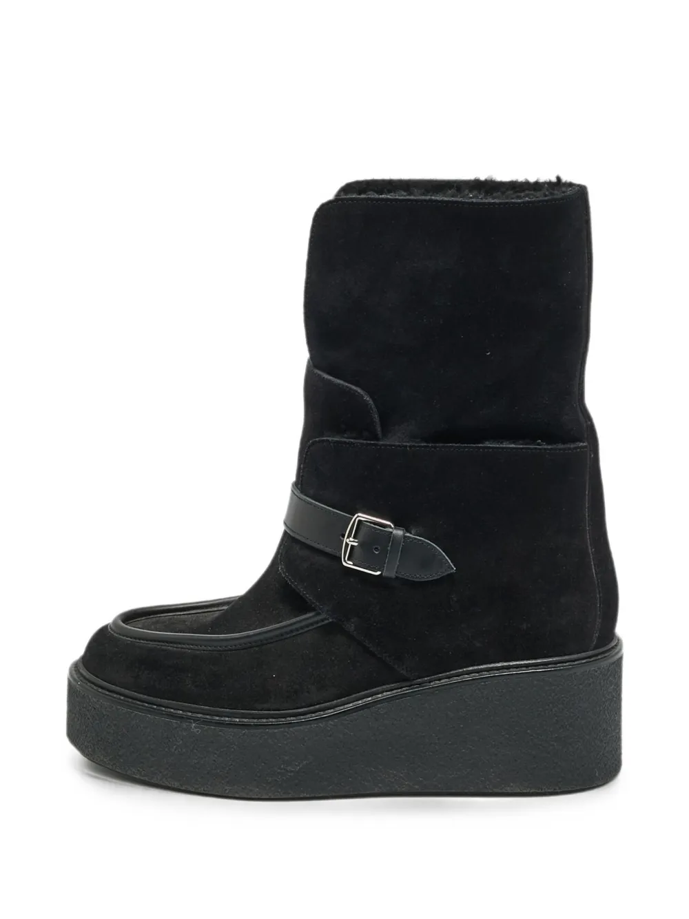 Pre-owned Hermes Hemisphere Buckled Ankle Boots In Black