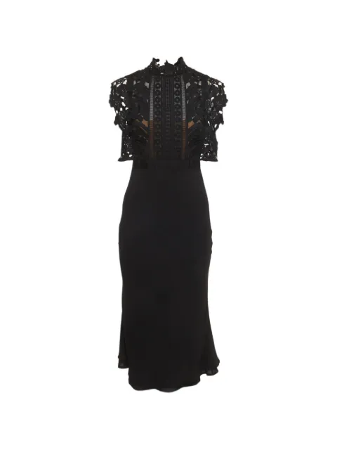 Self-Portrait lace-detail crepe midi dress
