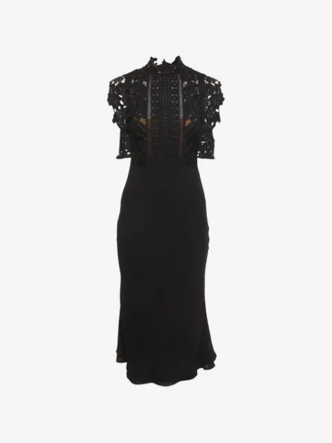 Self-Portrait lace-detail crepe midi dress