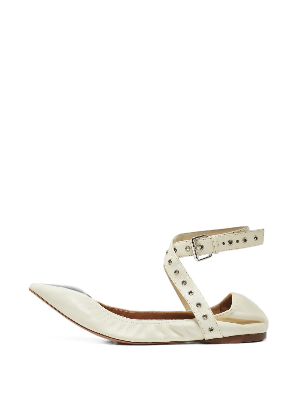 Valentino Garavani Pre-Owned Love Latch leather ballet flats - Bianco