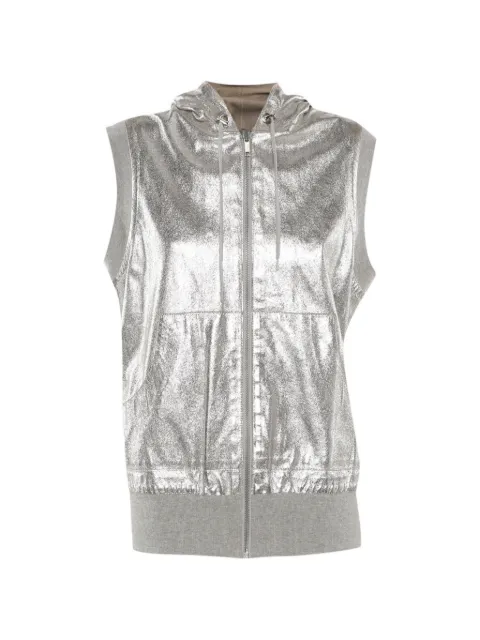 JOSEPH sleeveless hooded leather jacket