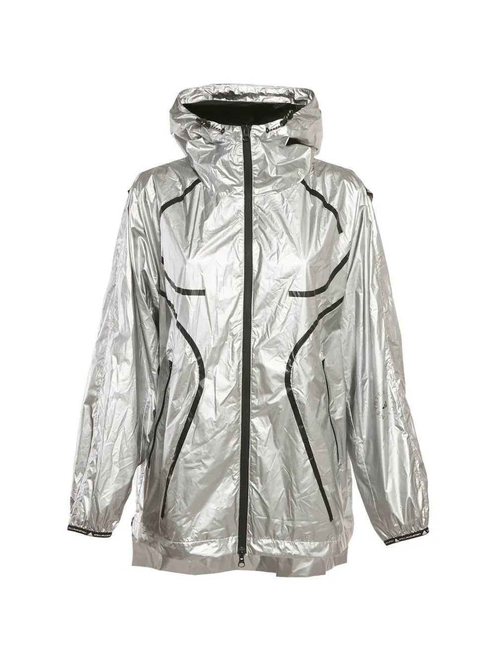 Stella McCartney Pre-Owned x Adidas metallic-finish hooded jacket - Argento