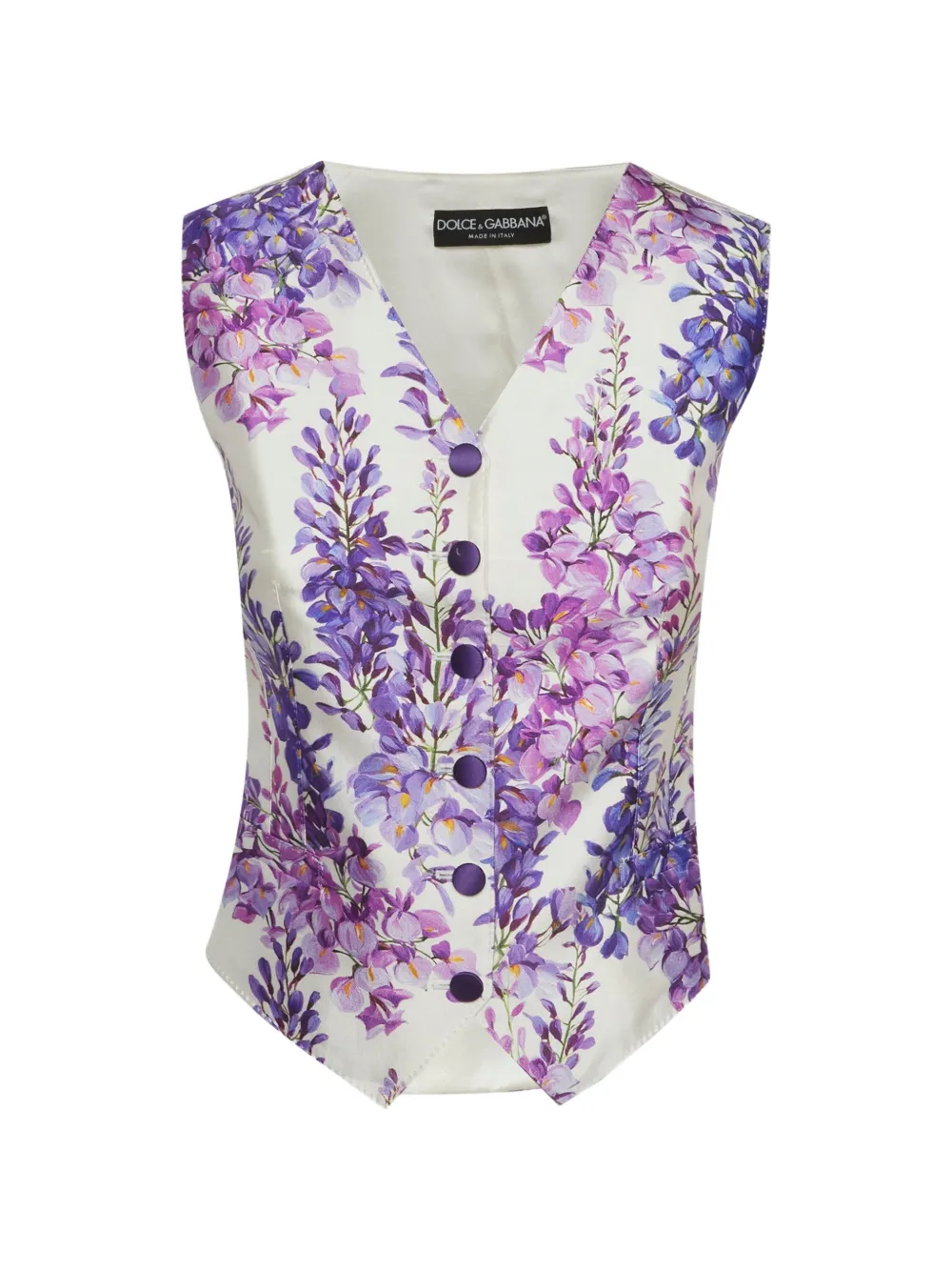 Pre-owned Dolce & Gabbana Wisteria-print Vest In White