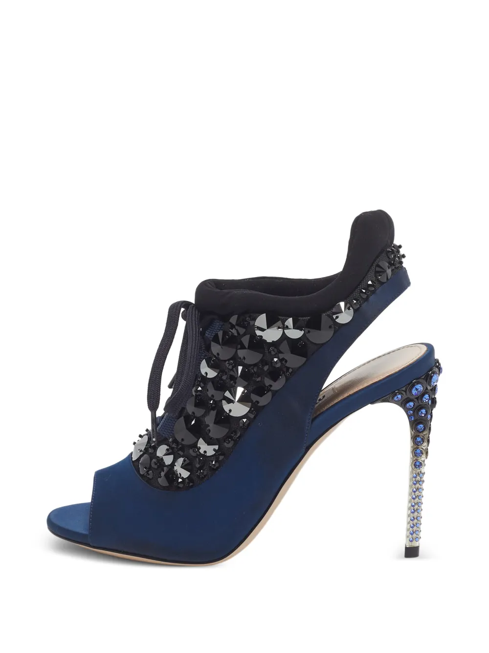 Miu Miu Pre-Owned embellished cutout ankle sandals - Blau