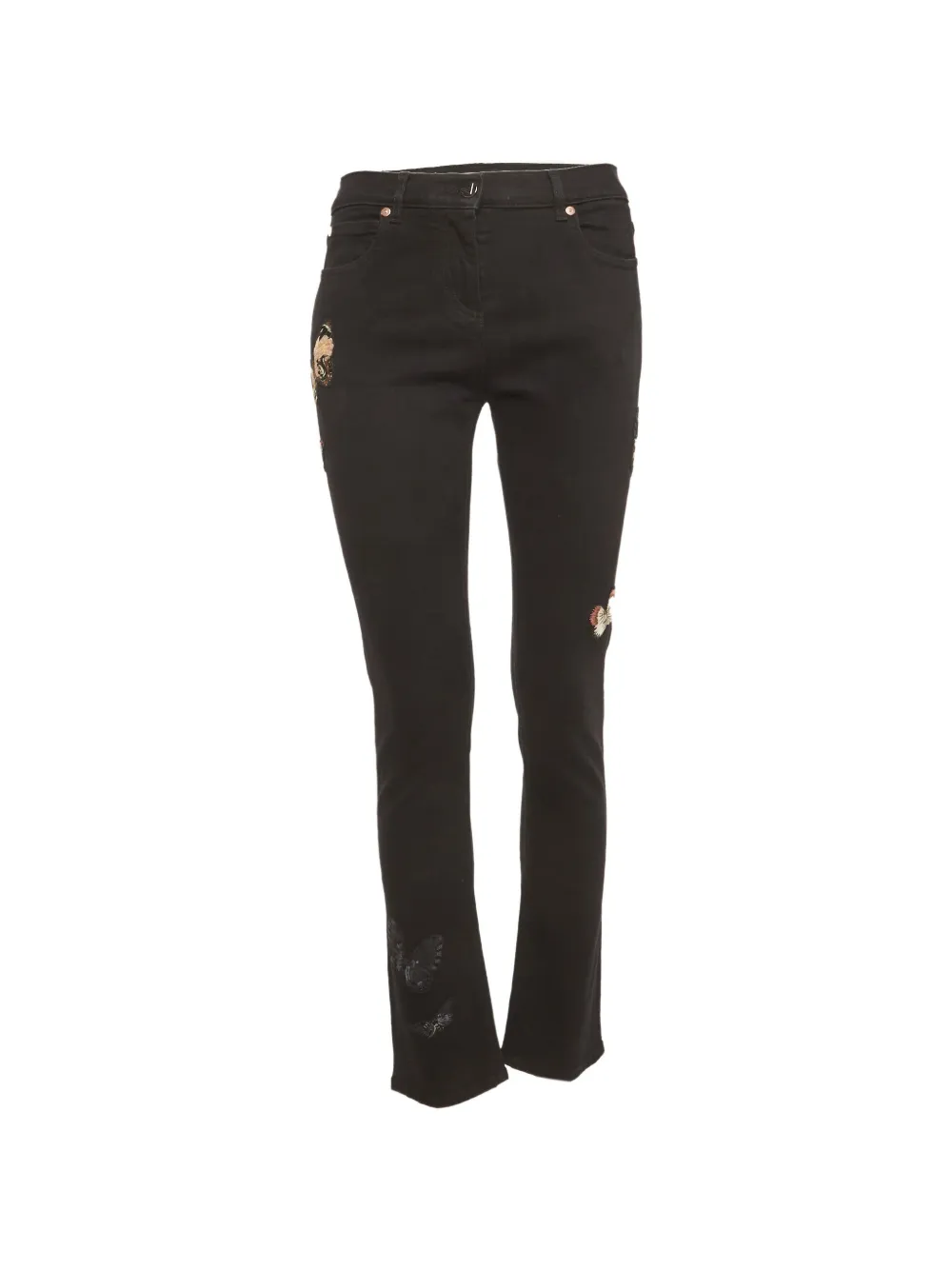 Valentino Garavani Pre-Owned butterfly-appliqué slim-fit jeans - Nero