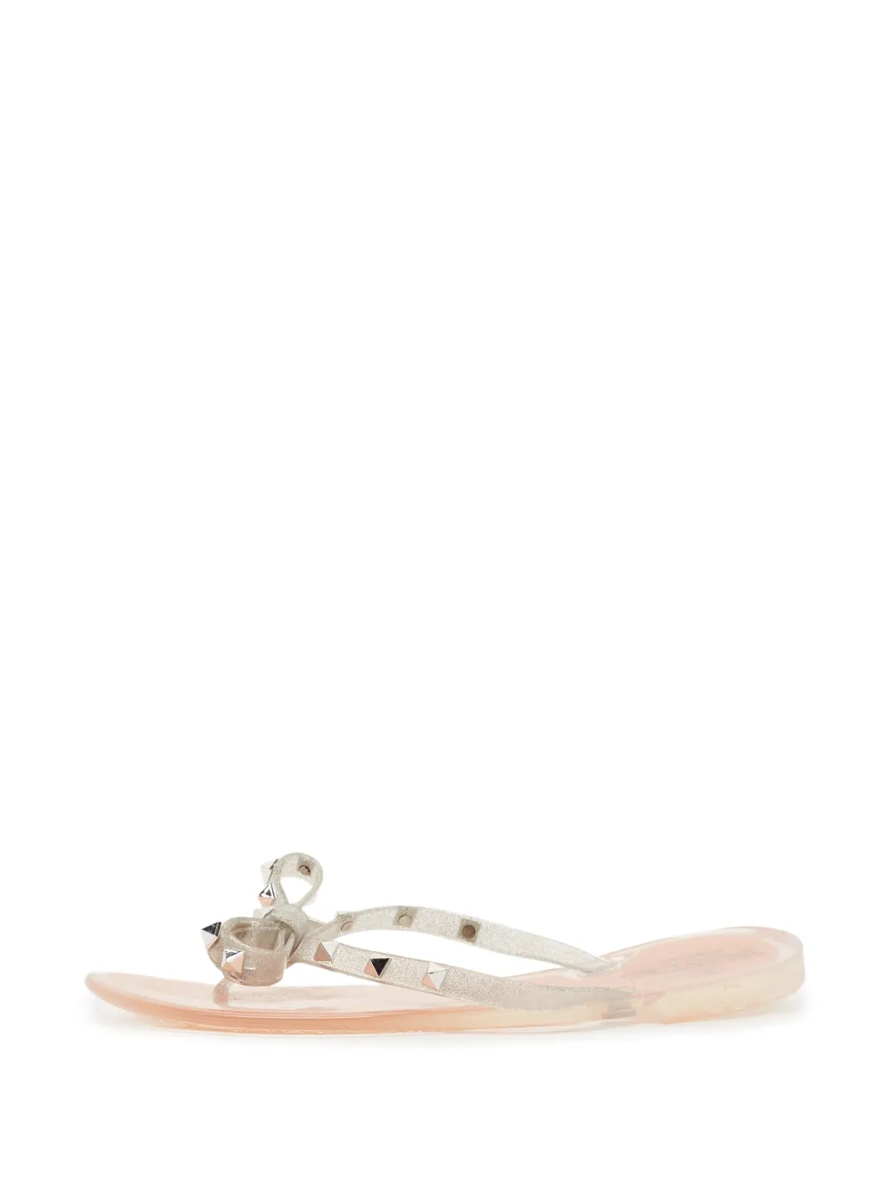 Valentino Garavani Pre-Owned Rockstud bow thong flip-flops - Argento