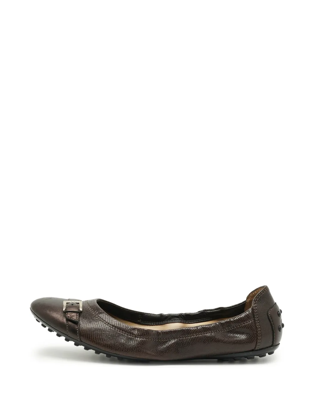 Tod's Vintage buckle-detail ballet flats - Braun