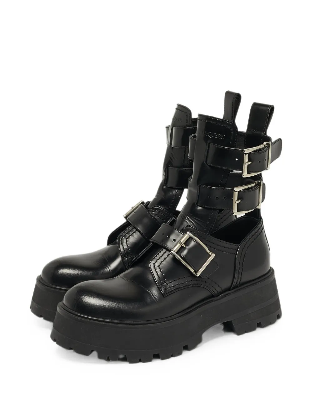 Alexander McQueen Pre-Owned buckled-detail boots - Black