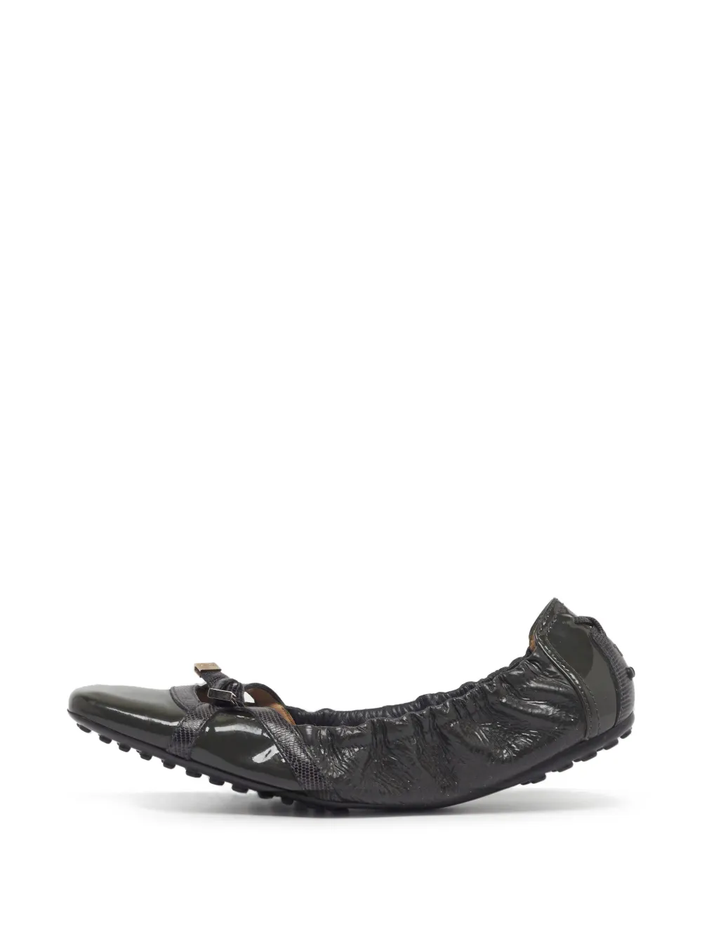 Tod's Vintage lizard-embossed bow ballet flats - Verde