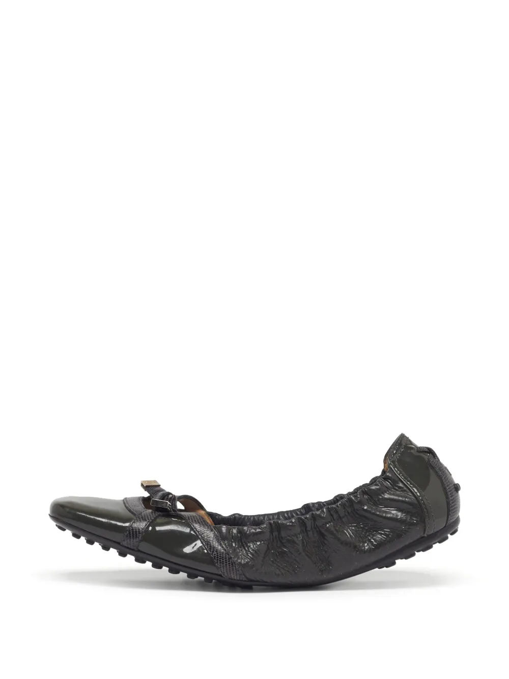 Tod's Vintage lizard-embossed bow ballet flats - Grün