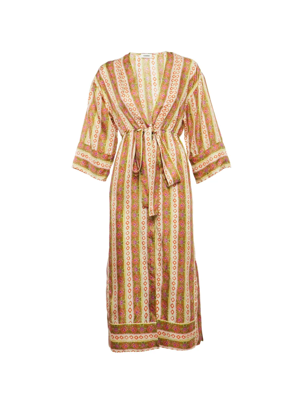 SANDRO floral striped kaftan midi dress - Toni neutri