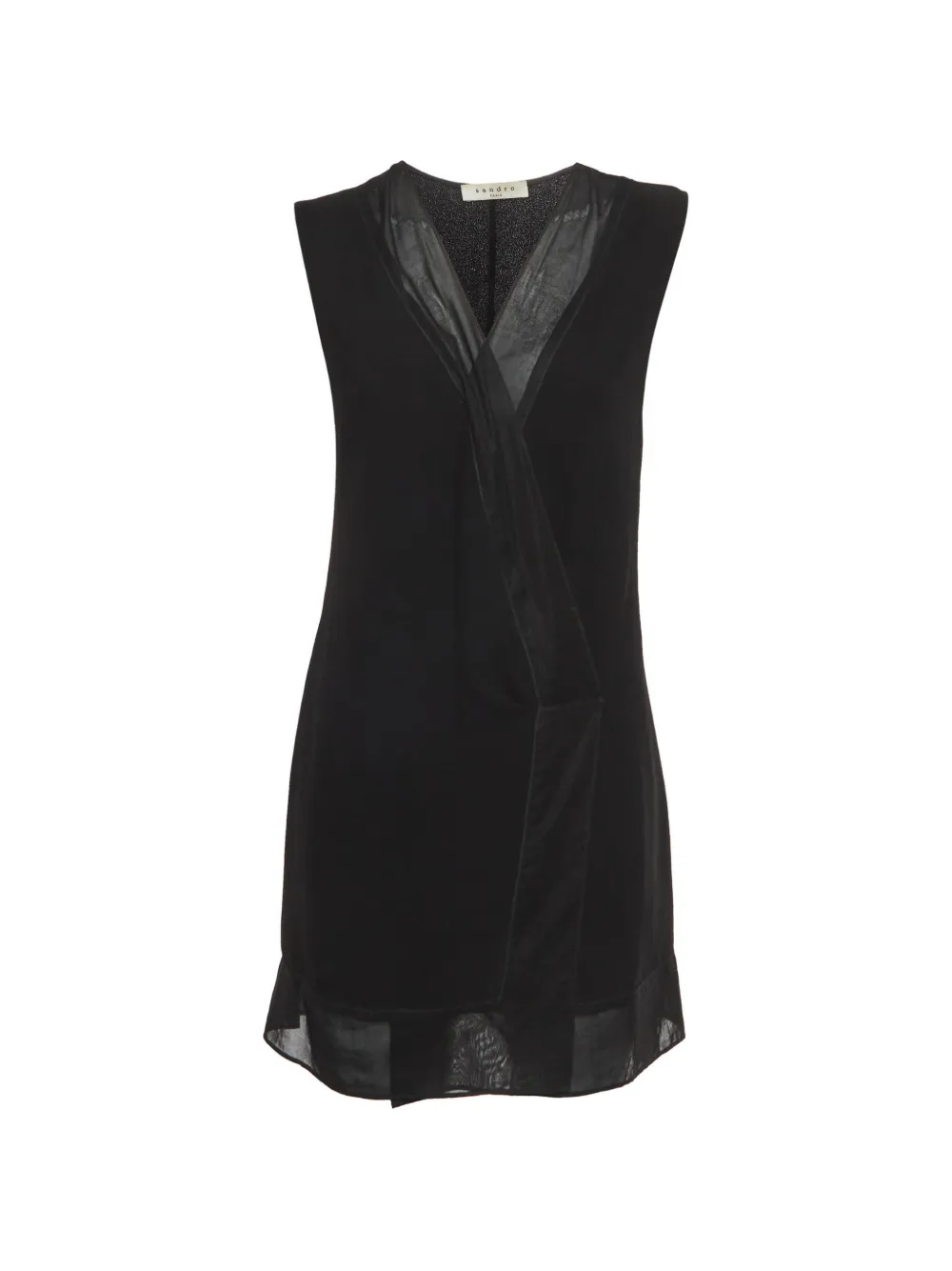 SANDRO crossover plunge-neck mini dress - Nero