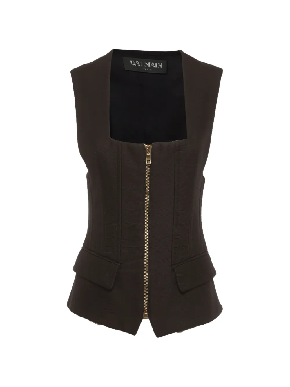 Pre-owned Balmain Sleeveless Pocket-detail Jacket In Black