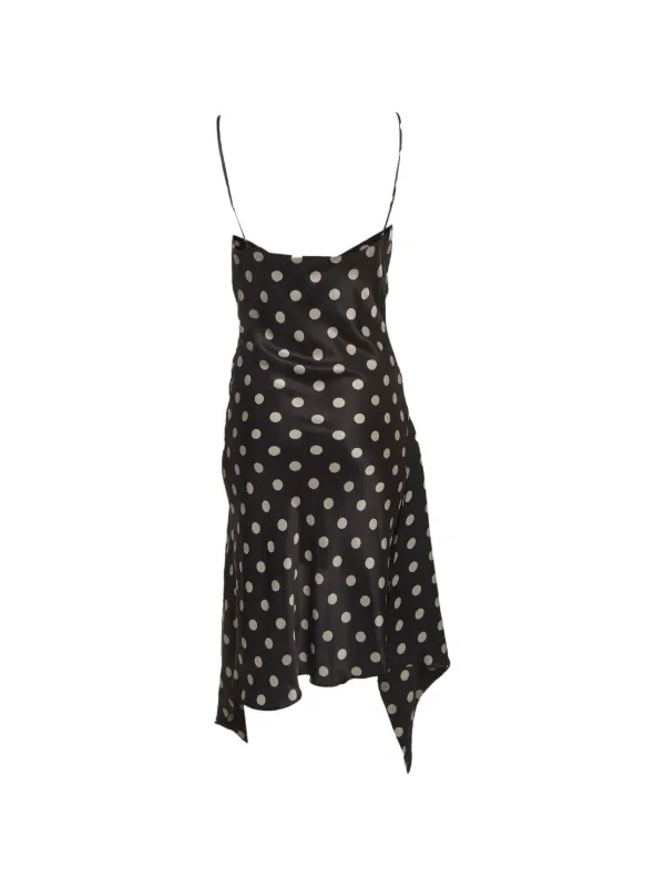 polka dot asymmetric dress Nicholas polka-dot | Black quality polyester SizeChart: size_chart_plus_dresses_tops Halter neck silk wedding Size:Made to Measure