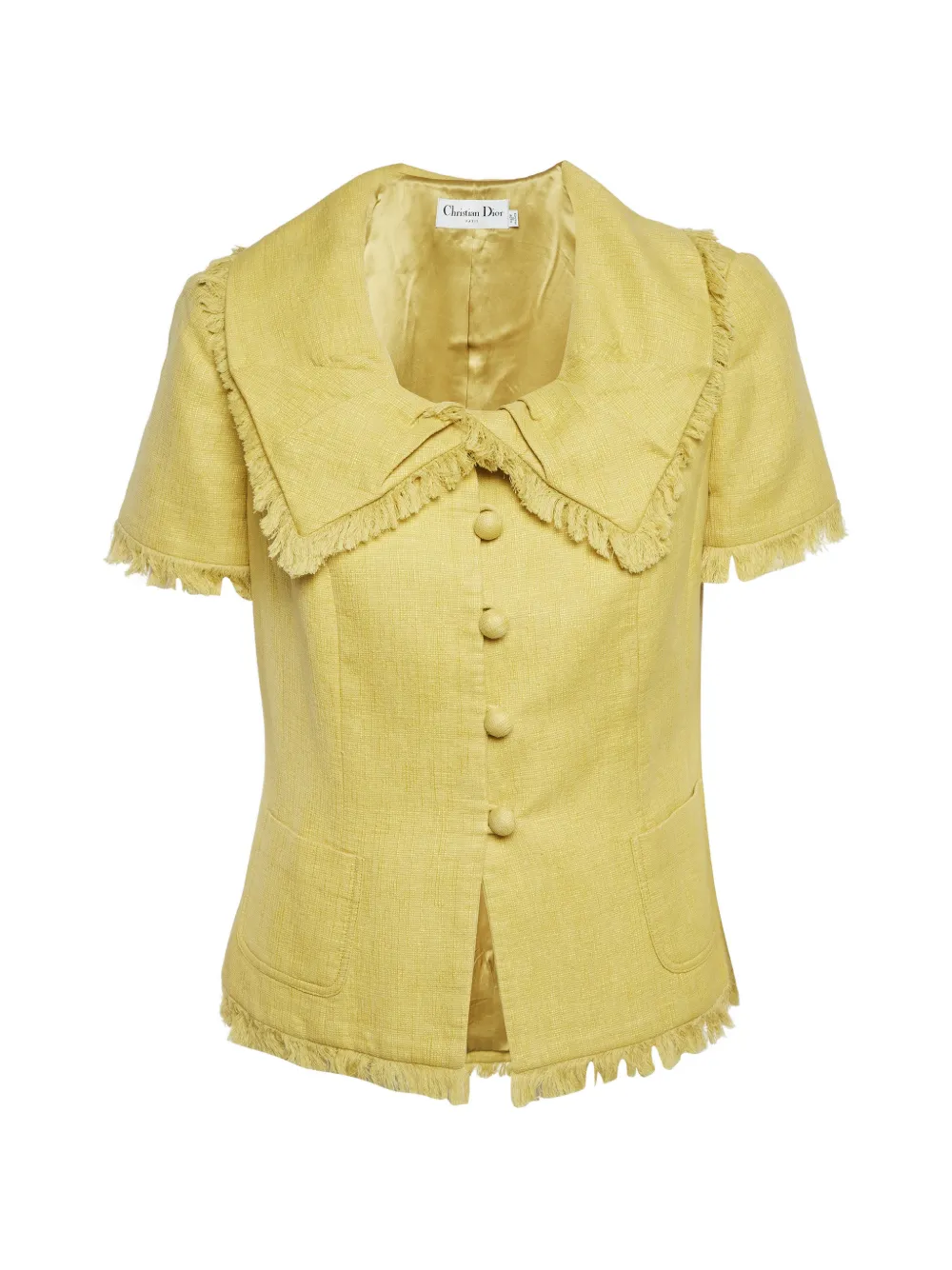 Christian Dior Pre-Owned raw-edge tweed jacket - Gelb