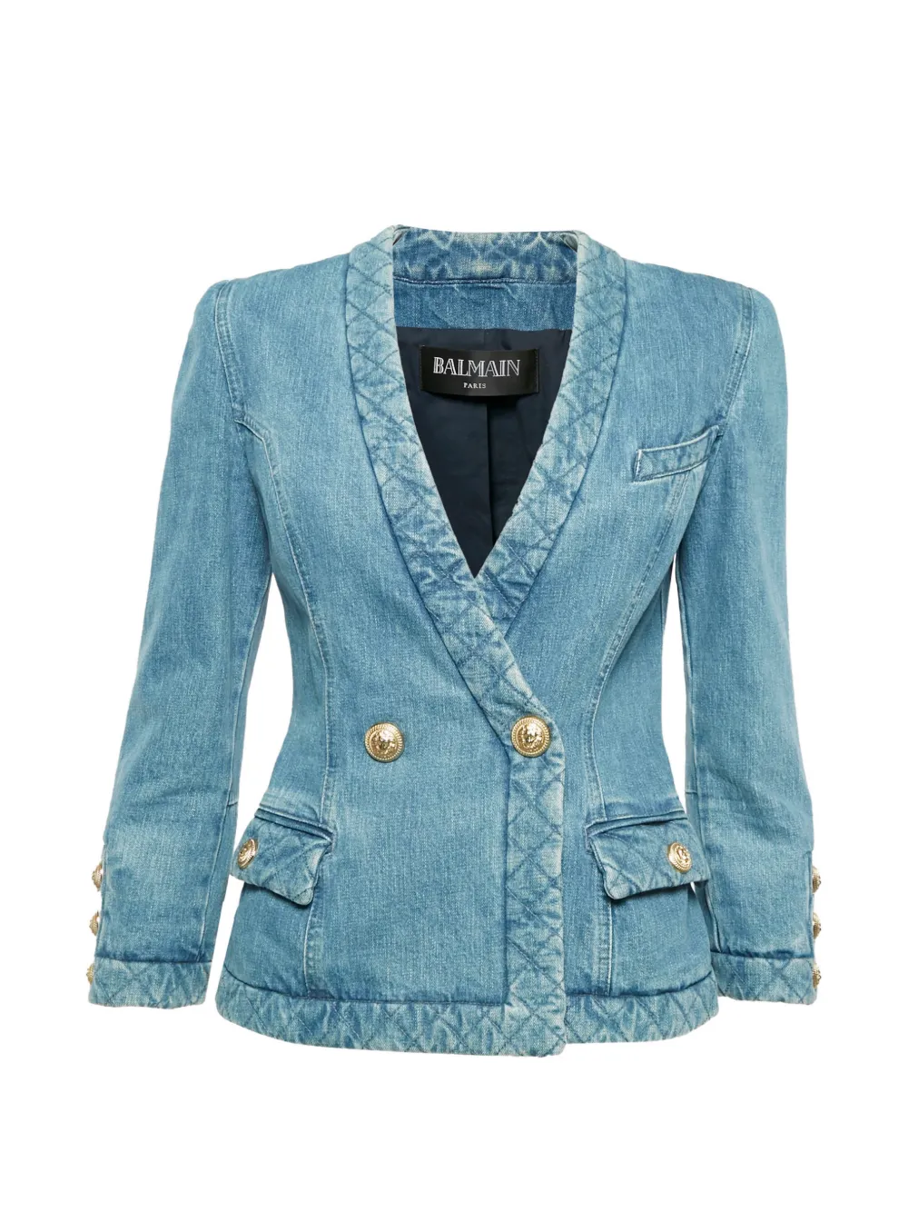 Balmain Pre-Owned faded double-breasted blazer - Blau
