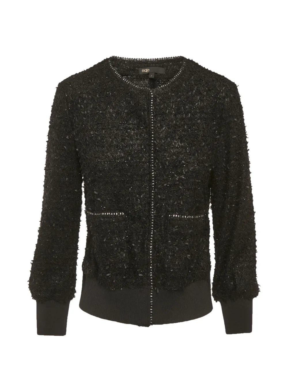Maje textured-knit zip-up jacket - Nero