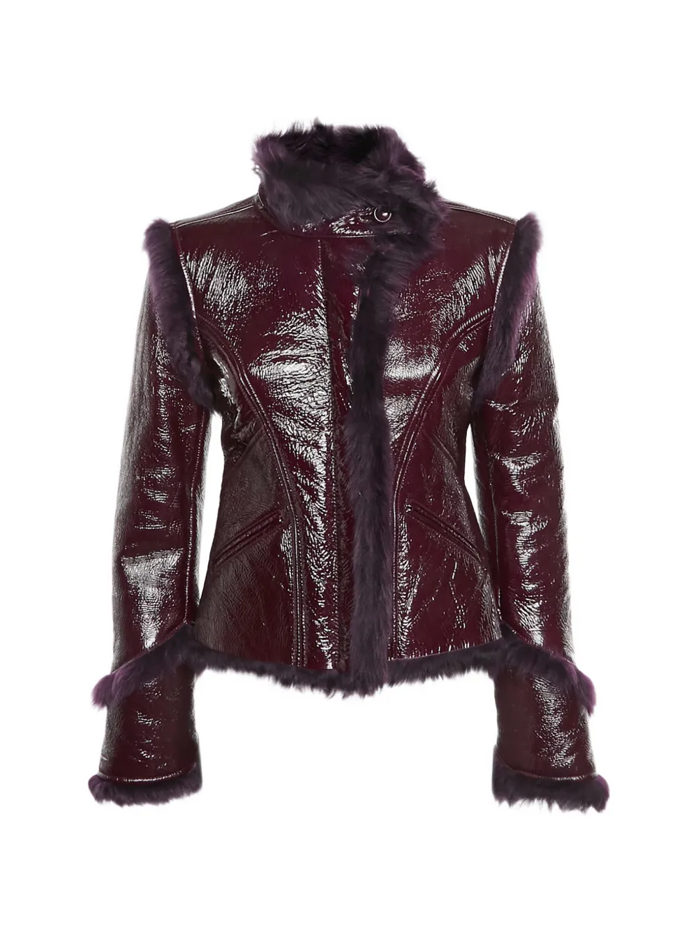 Versace Pre-Owned fur-trim leather jacket - Viola