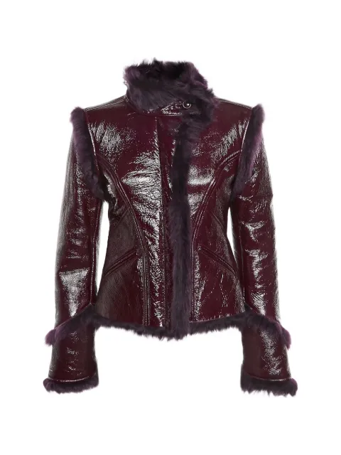 Versace Pre-Owned fur-trim leather jacket