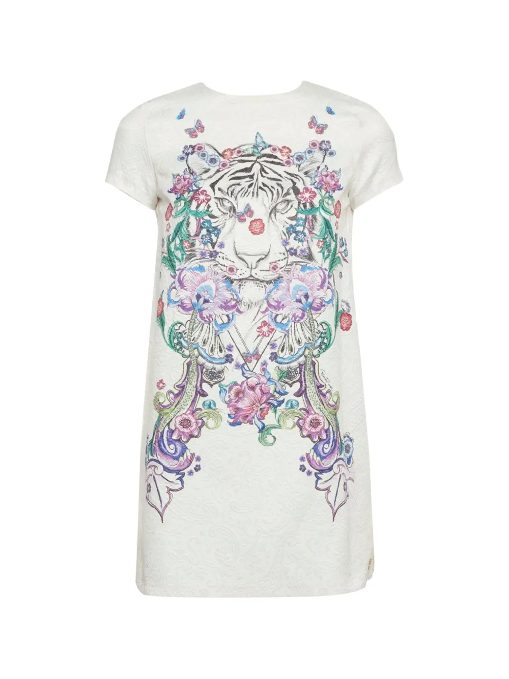 Roberto Cavalli Vintage tiger floral-print jacquard mini dress - Bianco